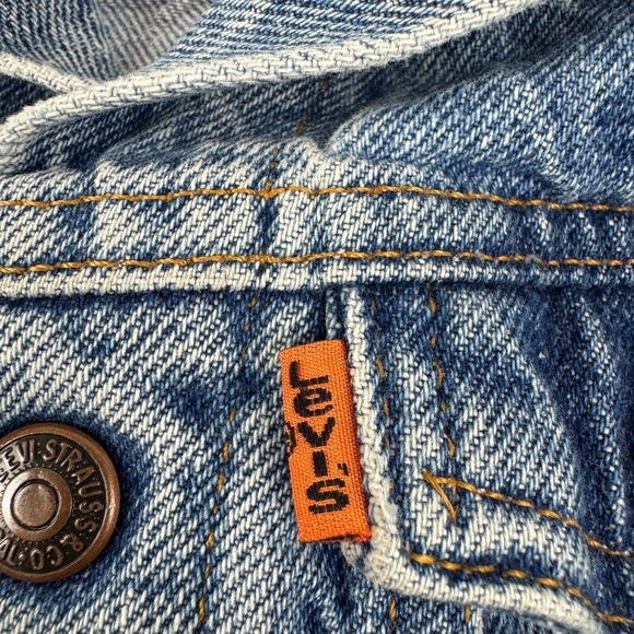 Vintage Little Levi's Orange Tab Kids Size 5 Denim Trucker Jacket Made in USA - Picture 3 of 11